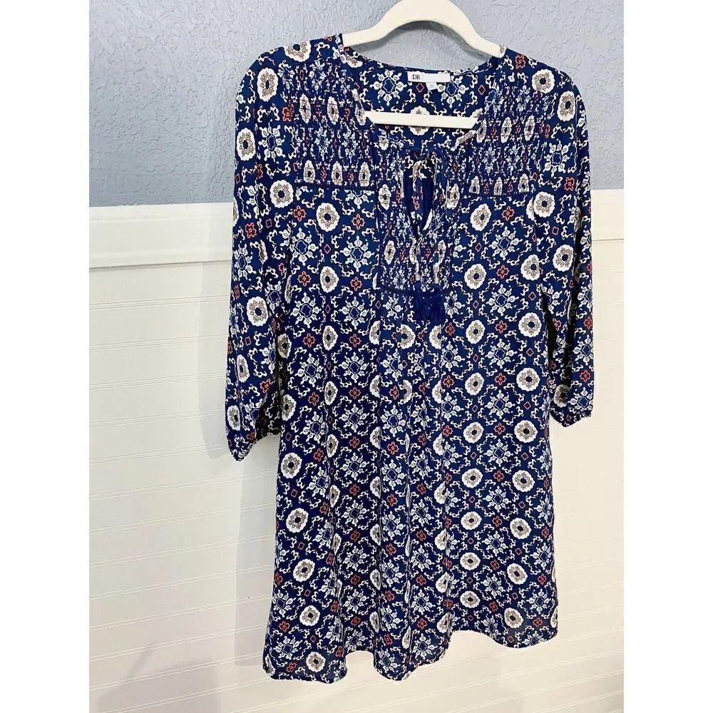DR2 Blue Multipattern 3/4 Sleeve Tunic